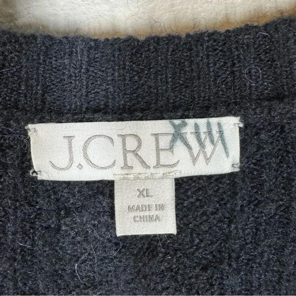 J. Crew Cable Knit Sweater Buttons Supersoft Yarn Alpaca Wool Blend XL CE735